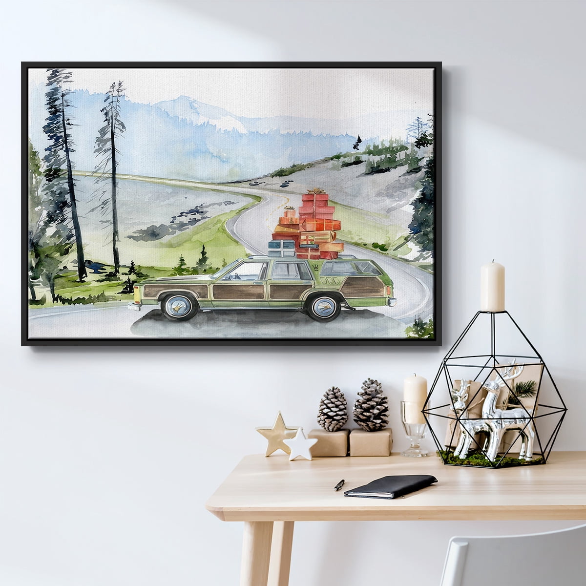 Holiday Vacation II - Framed Gallery Wrapped Holiday Canvas - 27 x 41 - Black Frame