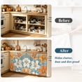 thumbnail image 4 of Lily Flower Cabinet Curtain 28"Wx51"L,Dustproof Storage Cabinet Curtain with Self Adhesive Tape,White Orange Blooms Floral Watercolor Blue Tall Pantry Cover Drape for Kitchen,Utility Closet, 4 of 9