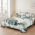 thumbnail image 2 of Quilts Twin XL Size Bedding Set, Sage Green Christmas Lightweight Quilted Comforter, Xmas Tree Snowflake Elk Winter Soft Reversible Bedspread Coverlet with Pillow Covers for All Season, 68" x 98", 2 of 9