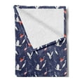 thumbnail image 2 of Navy Blue Soft Flannel Fleece Blanket, Repetitive Colorful Tropical Flamingo Heron and Their Achromatic Drawings, Cozy Plush for Indoor and Outdoor Use, 60" x 80", Indigo Multicolor, by Ambesonne, 2 of 5