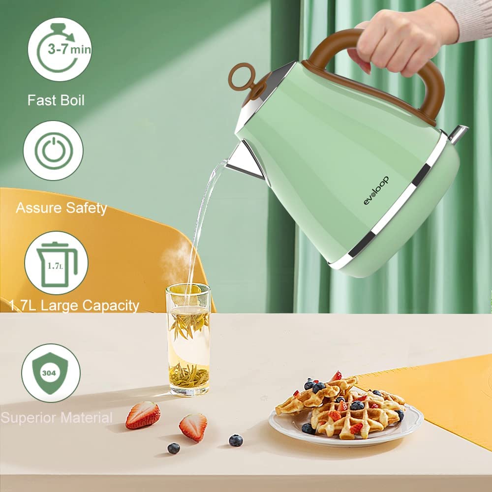 Evoloop Rapid Egg Cooker Electric 6 Eggs with 1.7L Stainless Steel Kettle for Breakfast