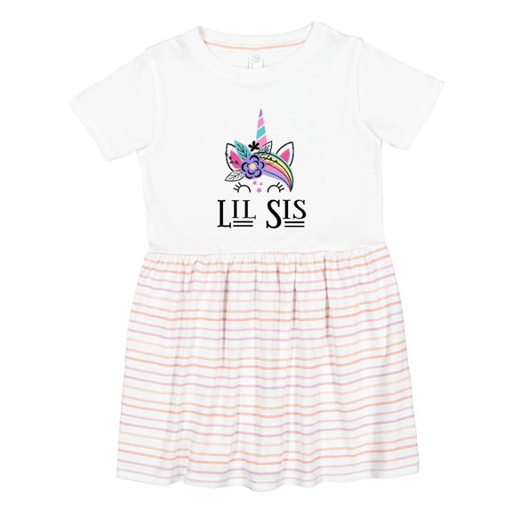 Inktastic Little Sister Unicorn Lil Sis Girls Toddler Dress
