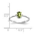 thumbnail image 3 of 14K White Gold Ring Band with Stones (08) August Peridot Oval Green Diamond Round, Size 7, 3 of 5