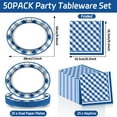 thumbnail image 2 of Gingham Oval Paper Plates 11inch Blue and White Checkered Plates and Napkins, Blue and White Plaid Birthday Tableware Outdoor for BBQ Gathering Picnic Blue Boys Theme Party Supplies, 25 Guest, 2 of 14