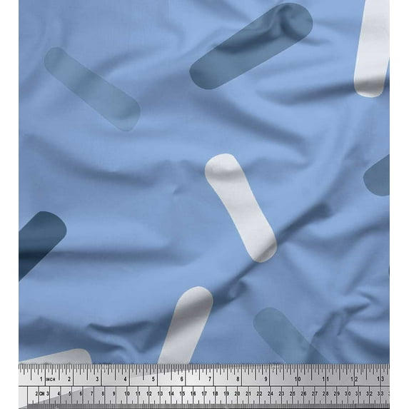 Soimoi Blue Moss Georgette Fabric Brush Stroke Abstract Printed Craft Fabric by the Yard 42 Inch Wide