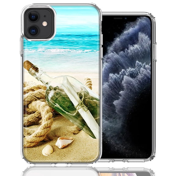 MUNDAZE For Apple iPhone 11 Beach Message Bottle Design Double Layer Phone Case Cover