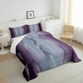 thumbnail image 3 of Gradient Purple and Grey Comforter Set Full,Silver Foil Print Wave Striped Quilt Ombre Bedding Set,Abstract Art Room Decor Aesthetic, 3 of 5