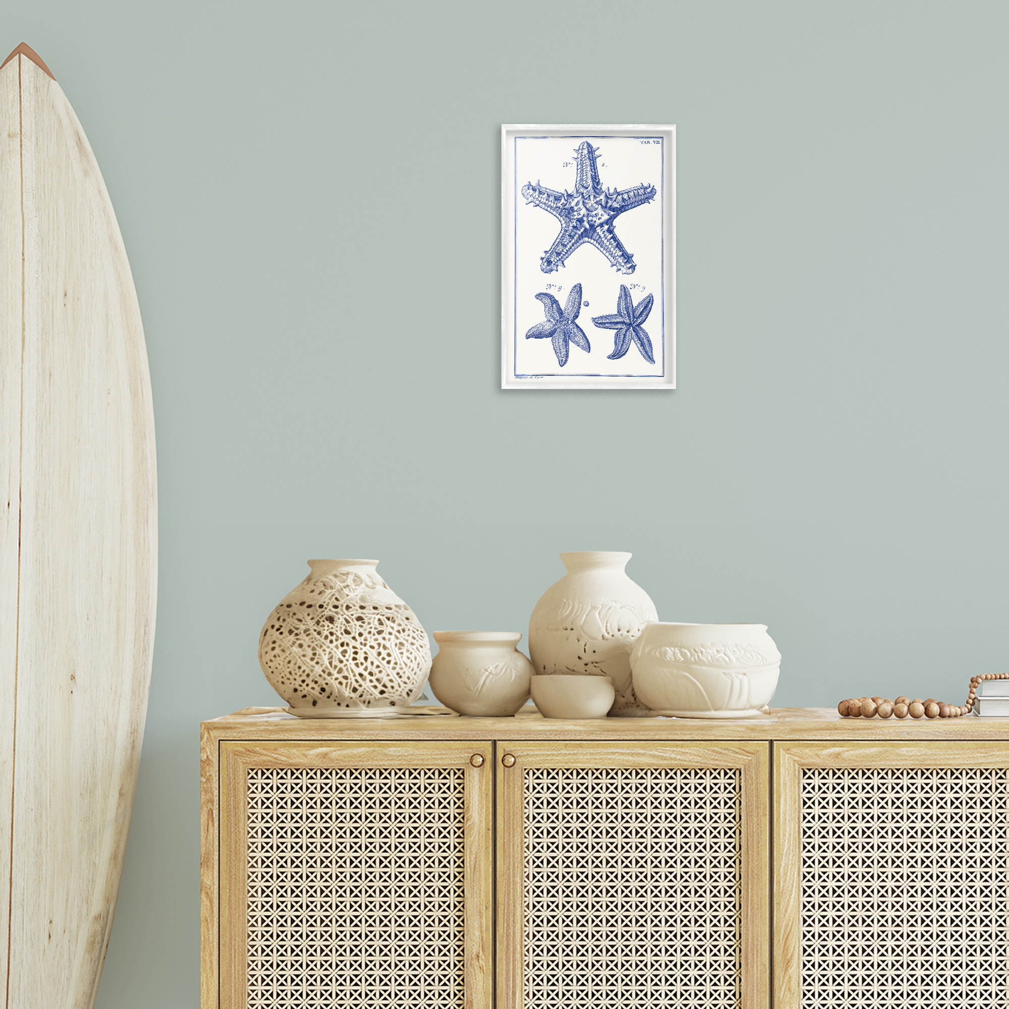 Stupell Industries Blue Starfish Diagrams Animals & Insects Painting White Framed Art Print Wall Art, 12 x 18