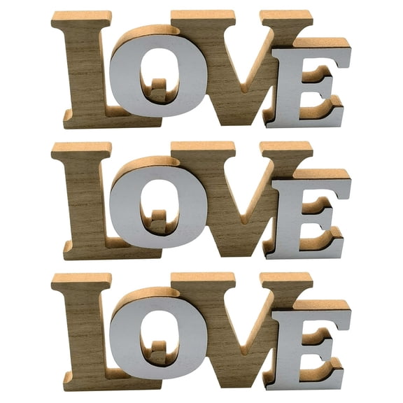unbranded 3pcs Love Stand Sign Rustic Wood Love Sign Red Freestanding Love Word Letter Table Centerpiece for Wedding Valentines Day Home Table Decor LOVE