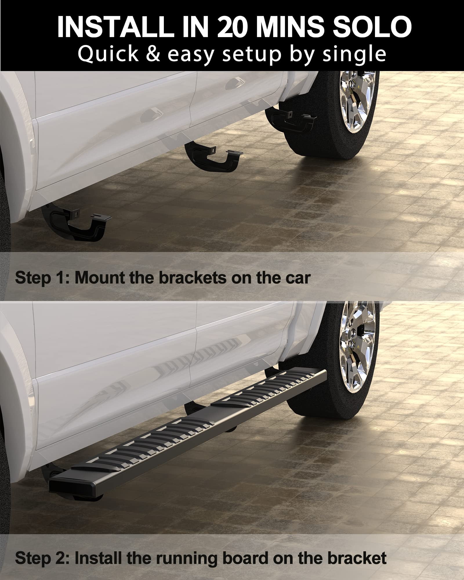 AOILE 6.3 Inch Running Boards – Aluminum Side Steps Nerf Bars for Toyota Tacoma Double Cab (2005-2025)