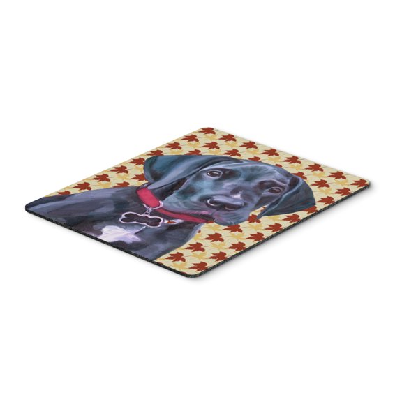 "Black Great Dane Puppy Fall Leaves Mouse Pad Hot Pad or Trivet"