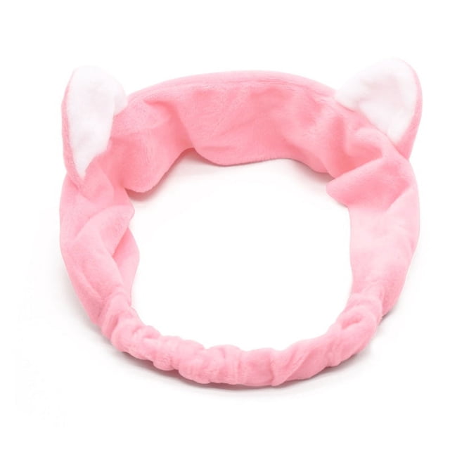 Banda para el cabello con lavado facial, banda para el cabello de franela de felpa para mujeres coreanas, banda para el cabello con orejas de conejo y cuernos de gato para maquillaje estéreo