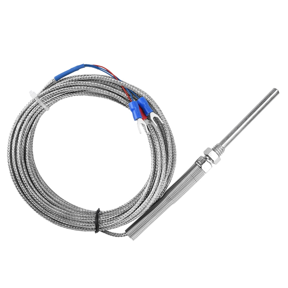 1M PT100 Thermocouple Probe 5mm x 50mm 3-Wire M8 Thread 3.3Ft Temperature Sensor 