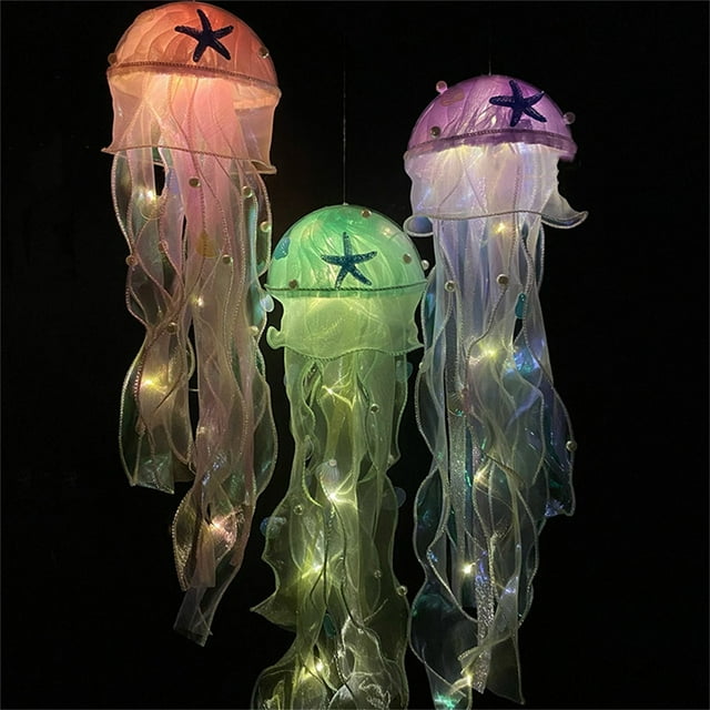 Xihbxyly Lámpara Led de Medusa, Decoración Colgante Luminosa Multicolor, Diseño de Tentáculos Brillantes, Hermosa Decoración para El Hogar, Accesorio para Fiestas con Temática Oceánica, Batería Inclu