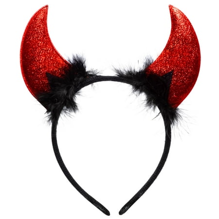 Spooktacular Creations Halloween Devil Horns Headband Demon Horns Headwear Red Devil Horns Red Devil Costume Accessories for Halloween Costume Party