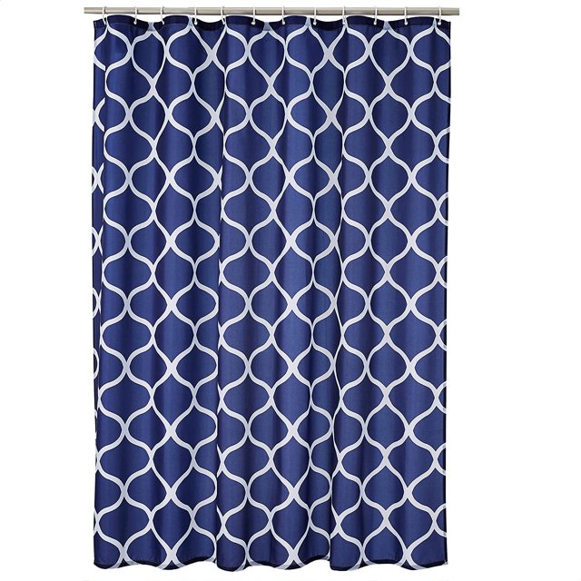 Fabric Shower Curtain - 72 x 72 Inch, Navy Blue Moroccan