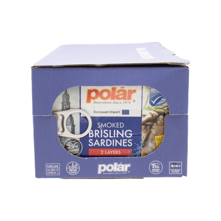 MW Polar Smoked Brisling Sardines in Spring Water, 3.52 oz Can, Wild Caught (Pack of 12)