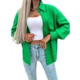 thumbnail image 2 of VISgogo Mujer Primavera Otoño Camisa Casual Color Sólido Manga Larga Solapa Botón Abajo Blusa VISgogo  moda, 2 of 5