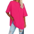thumbnail image 1 of AQUARIVE Ladies Summer Basic Tops Oversize Round Neck Cotton Tops Elbow Length Loose Fit Soft and Comfy Tee Shirt for Women Red M, 1 of 5