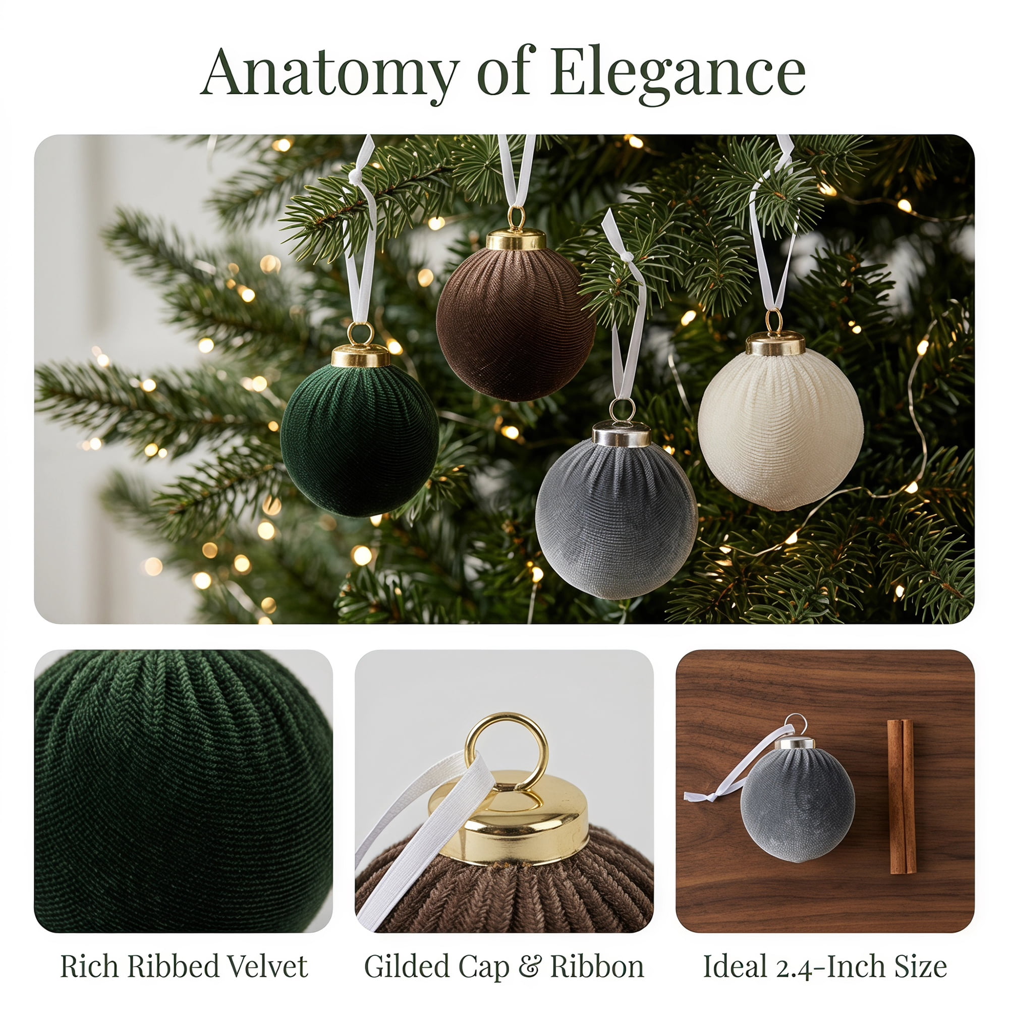 Unique Bargains Velvet Christmas 12 Pack Flocked Sphere Orbs Luxury Ornaments Style C 2.4"