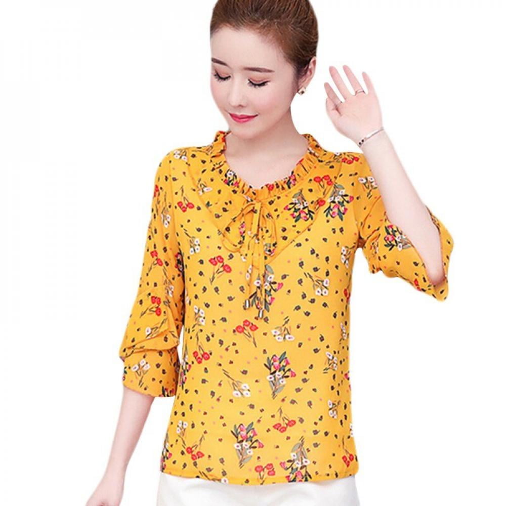Daxin - blusas mujer de moda korean fashion clothing womens tops blouses  shirts ladies tops flare sleeve chiffon blouse white shirt - Walmart.com -  Walmart.com