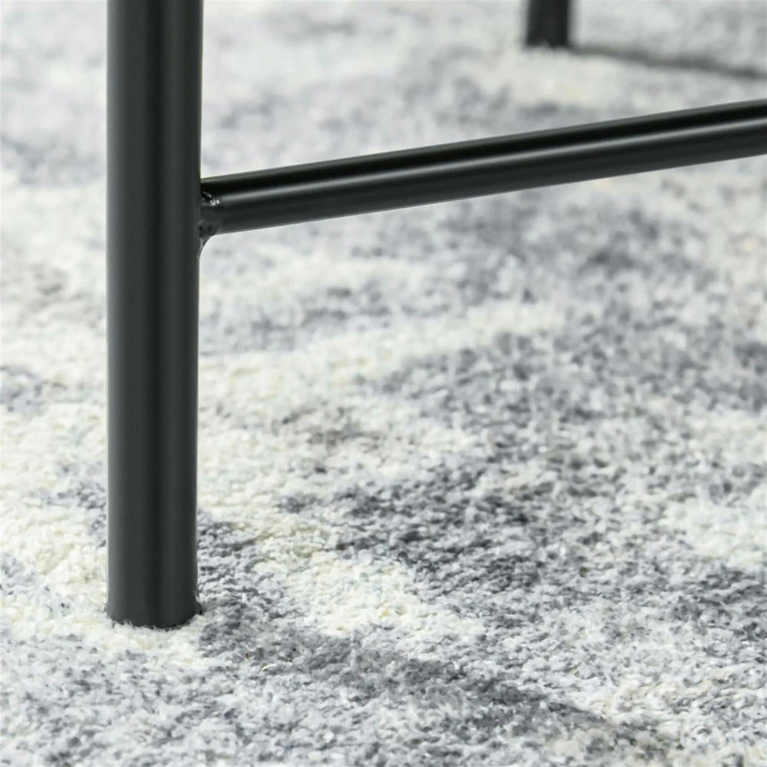 Demi Bonn 24" Round Living Room Coffee Table with Hammered Metal Frame, Pewter for Bedroom, Stylish Center Table, Black