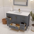 thumbnail image 6 of Ayna Decors Rooh 48 in Charcoal Grey Bathroom Vanity Set with White Quartz Countertop | Ceramic Sink | 2 Soft Closing Doors | 7 Full Extention Soft Close Drawer | Gold Hardware, 6 of 10
