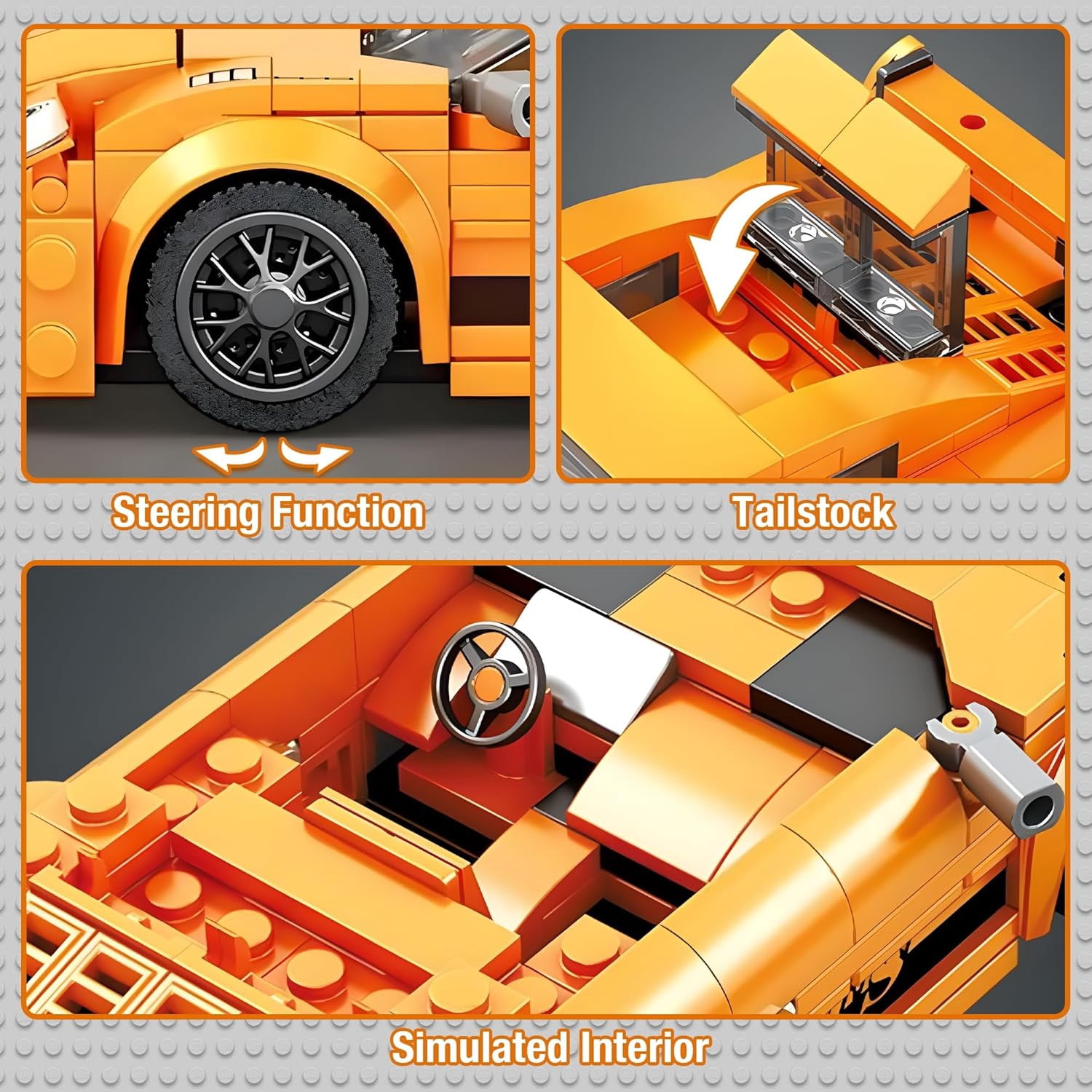 Speed Racing Cars Building Sets, Mini Sports MOC Cars Toy Set, 338 Pieces Collectible 911 Model Building Kit