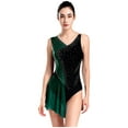 thumbnail image 1 of RUNQHUI Robe de Patinage Artistique Femmes Strass Scintillants Justaucorps de Danse Ballet pour Compétition Vert TG, 1 of 7