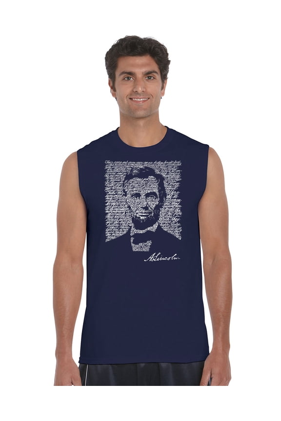 Men's Word Art Sleeveless T-shirt - ABRAHAM LINCOLN - GETTYSBURG ADDRESS