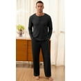 thumbnail image 2 of QDG Men's Pajama Set Soft Henley Neck Long Sleeve Top and Pants Brushed Ribbed Lounge Sleep Sets, 2 of 7