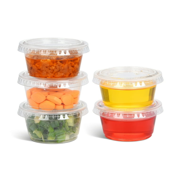 Clear Plastic Portion Cups with Lids, 2oz, 150ct | Party Supplies