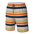 thumbnail image 5 of Naloa Colorful Pastel Stripes Men's Beach Shorts, Surfing shorts, Swim trunks, Quick Dry Swim Trunks for Surfing Beach Fun - Large, 5 of 9