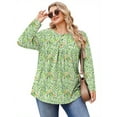 thumbnail image 3 of Fantaslook Plus Size Womens Blouses Long Sleeve Floral Tunic Tops Henley Neck Flowy Fall Shirts, 3 of 8