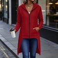 thumbnail image 5 of Edvintorg Women Jacket Full Zip Hooded Long Split Coat Lightweight Long Sleeve Casual Tunic Outerwear with Pocket Womens Clothing Red L, 5 of 8