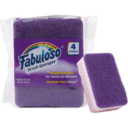 Sponges, Purple - Scratch-Free Scrubber for Dishes and Surfaces - Dishwashing Sponge for Bold and Bright Cleaning Experience, 4 Count