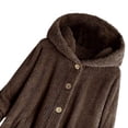 thumbnail image 3 of Long Sleeve Solid Fuzzy Fleece Casual Overcoat Button up Ear Hooded Jacket Outwear with Pocket, 3 of 9