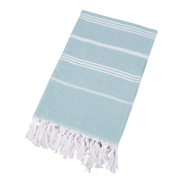 Serviette de Bain Absorbante en Coton Grande Taille Tricotée à Rayures à Franges Turque Sable Européenne et Américaine
