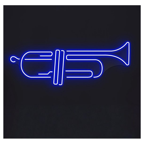 Letrero De Neón Trompeta Con Luz LED Para Decoración Estudio Música, Sala Juegos, Dormitorio, Bar, Estar, Fiesta Cumpleaños 55cm