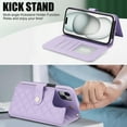 thumbnail image 4 of Case Wallet for iPhone 15, [Wristlet & Crossbody Strap] RFID Blocking 5 Card Slots Stand [Shockproof TPU Shell] PU Leather Magnetic Flip Cover Compatible with iPhone 15, Purple, 4 of 9