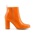 thumbnail image 3 of Unique Bargains Women's Round Toe Zipper Chunky Heels Ankle Boots Orange (Size 8), 3 of 7