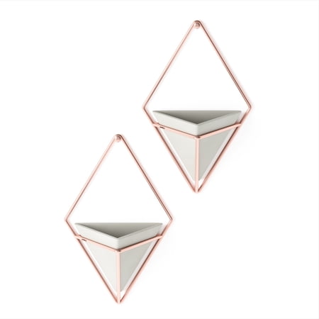Umbra Trigg Ceramic Hanging Planter Wall Décor Set of 2 Concrete Copper