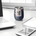 thumbnail image 3 of 12oz Stemless Wine Tumblers Pioneer Flower Floral Print Pattern Vacuum Insulated Stainless Steel Travel Tumbler Cups Mug with Lid and Straw for Champaign,Cocktail,Beer with Cleaning Brush, 3 of 5