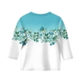 thumbnail image 3 of YOUYEDIAN Girls 3/4 Sleeve Tops Kids Spring Summer Crew Neck Shirts Toddler Casual Lightweight Cute Blouses Clothes (Sky Blue, 8-9 Years), 3 of 4