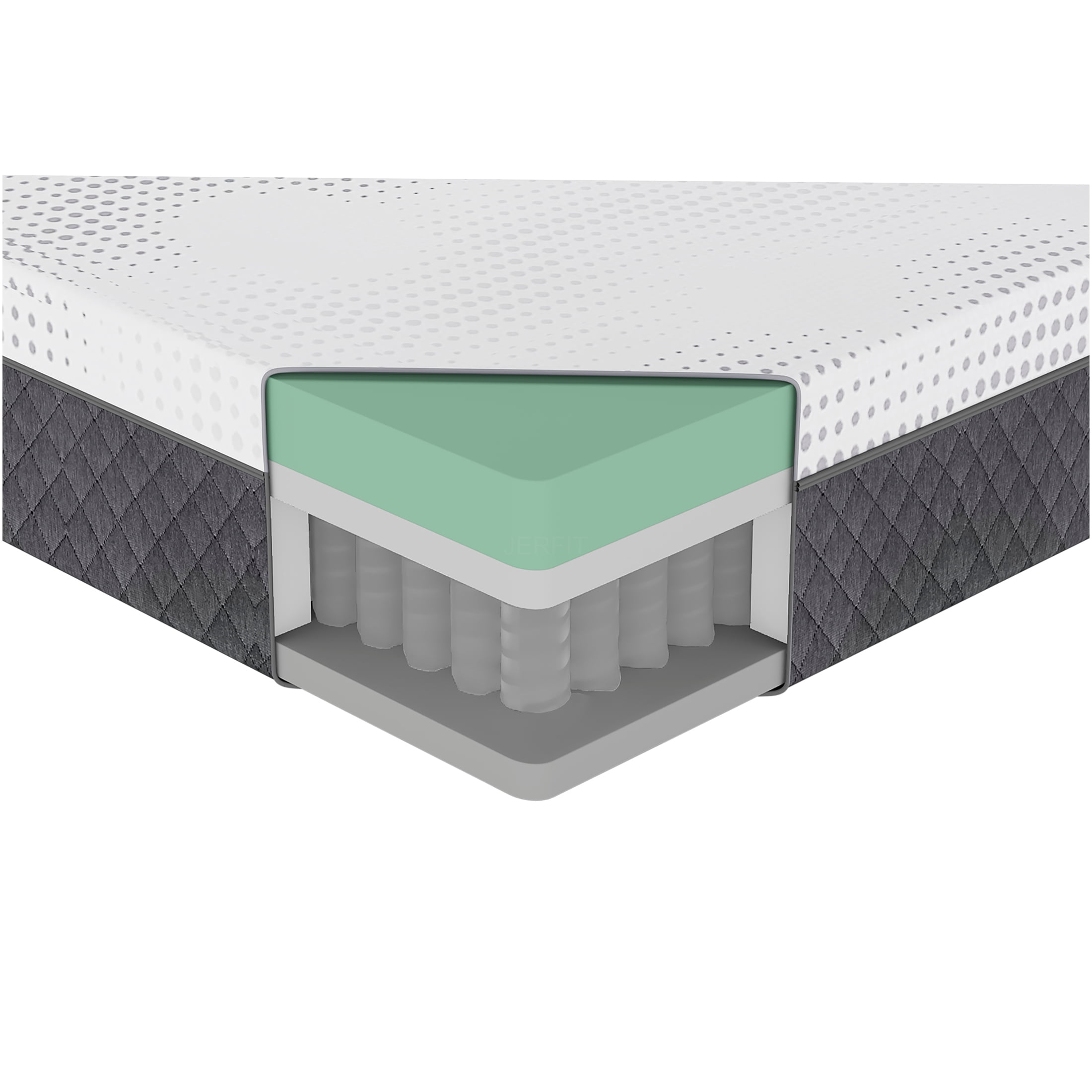 JERFIT 12 Inch King Size Hybrid Mattress, Gel-Infused Memory Foam Pocket Springs for Cool Sleep, Plush Support, Medium Firm Feel, Bed-in-a-Box