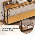 thumbnail image 3 of Ktaxon Boho Conosle Table with Charging Station, 41.7" Nareow Behind the Sofa Table with Handwoven Waterproof Rattan Shelf, Easy Assemble, Rustic Brown, 3 of 7