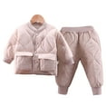 thumbnail image 3 of Godderr 2PCS Newborn Toddler Fall Winter Clothing Set Baby Girls Thickened Solid Color Cotton Jacket +cotton Pants Outfit for 6 Months-4 Years, 3 of 6
