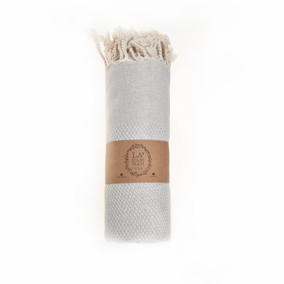 Lahammam Akasya Gray Premium Turkish Beach Towel Lightweight, Sand-Free, Quick-Dry, Luxury Cotton Towels for Beach, Pool & Travel