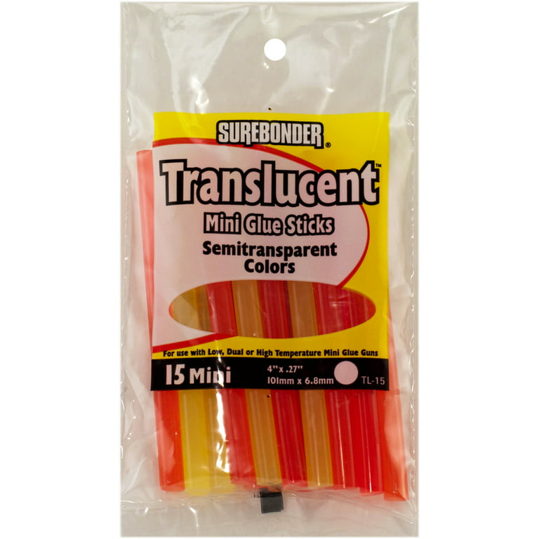 Translucent Mini Glue Sticks-.27X4 15/Pkg Assorted Colors - 018239356164