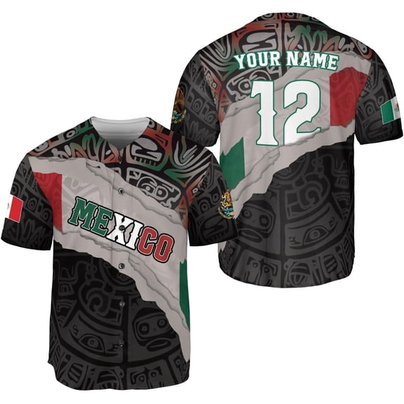 Mostprints Custom Mexico Baseball Jerseys Mexican Eagle & Flag Shirt for Teams, Mexico Shirts for Men & Women Size S-5XL (S)